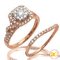 14KR 1.00CTW DIAMOND ROUND FLEUR HEAD BRIDAL SET