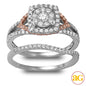14KW+R 1.00CTW DIAMOND ROUND FLEUR HEAD BRIDAL SET