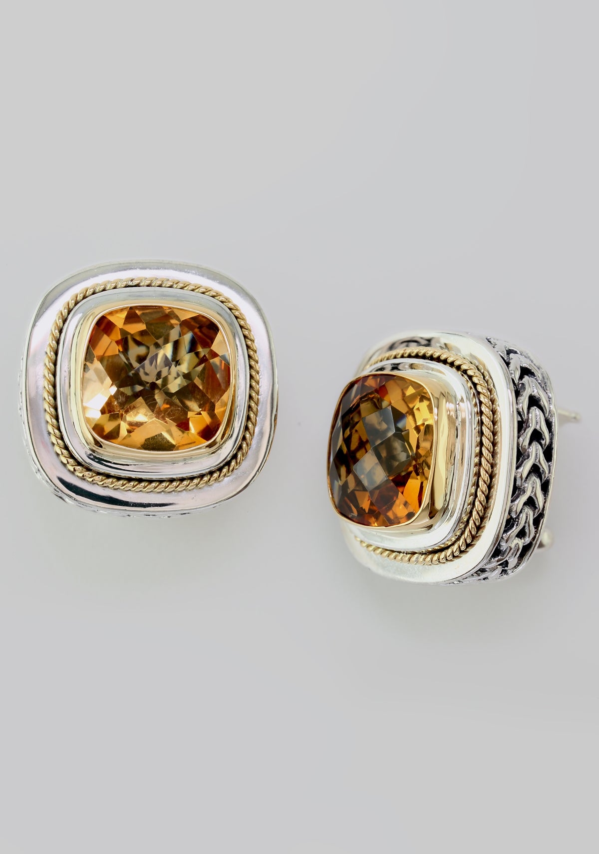 EFFY - 925 18K Yellow Gold/Silver Citrine Earrings