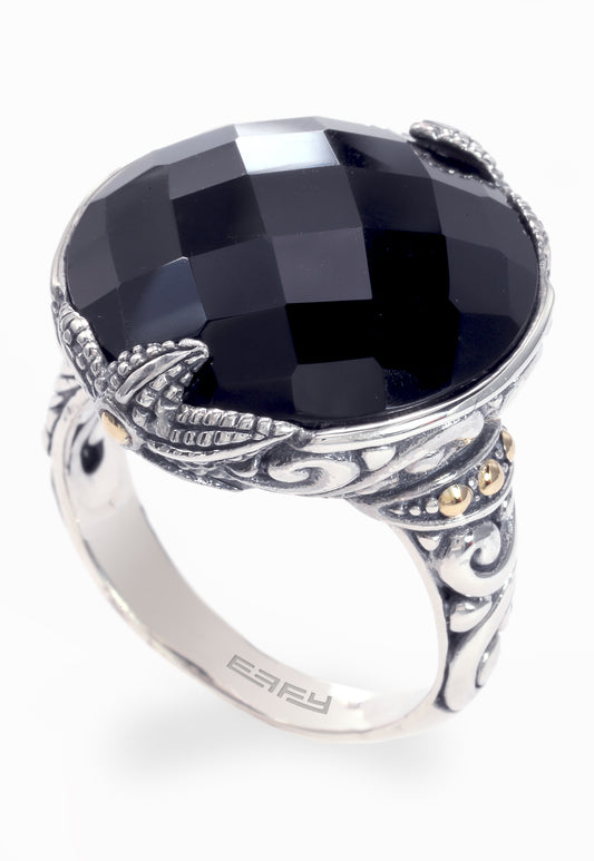 Effy 925 18K Yellow Gold/Silver Onyx Ring