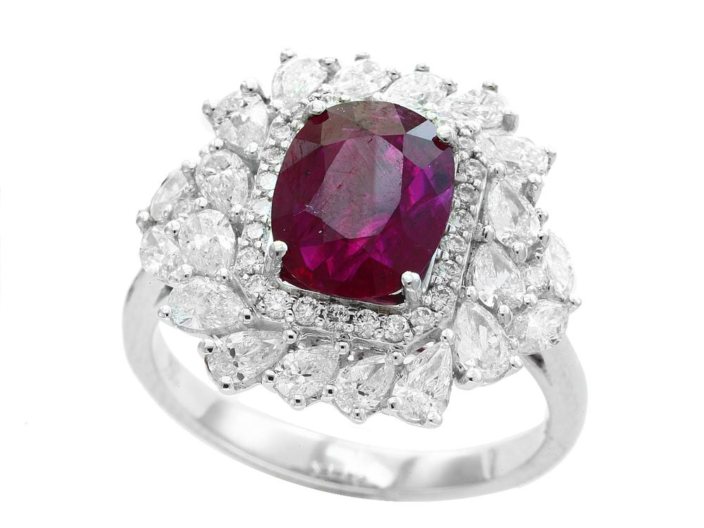 EFFY 18K WHITE GOLD DIAMOND AND RUBY PENDANT