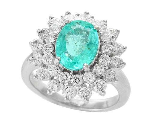 EFFY 18K WHITE GOLD DIAMOND,PARAIBA TOURMALINE RING