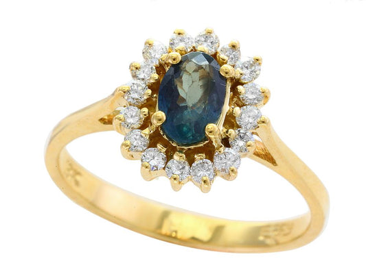 EFFY 18K YELLOW GOLD DIAMOND,ALEXANDRITE RING