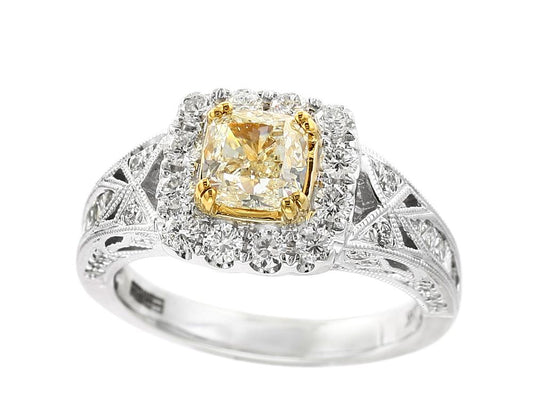EFFY 18K TWO TONE GOLD WHITE AND YELLOW DIAMOND RING