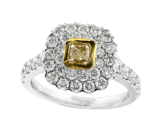 EFFY 18K TWO TONE GOLD WHITE AND YELLOW DIAMOND RING