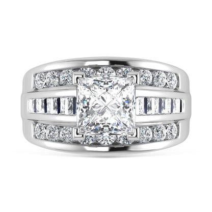 10K White Gold Lab Grown Diamond 3 7/8 Ct.Tw. Princess Shape Engagement Ring (IGI Certified 3CT)