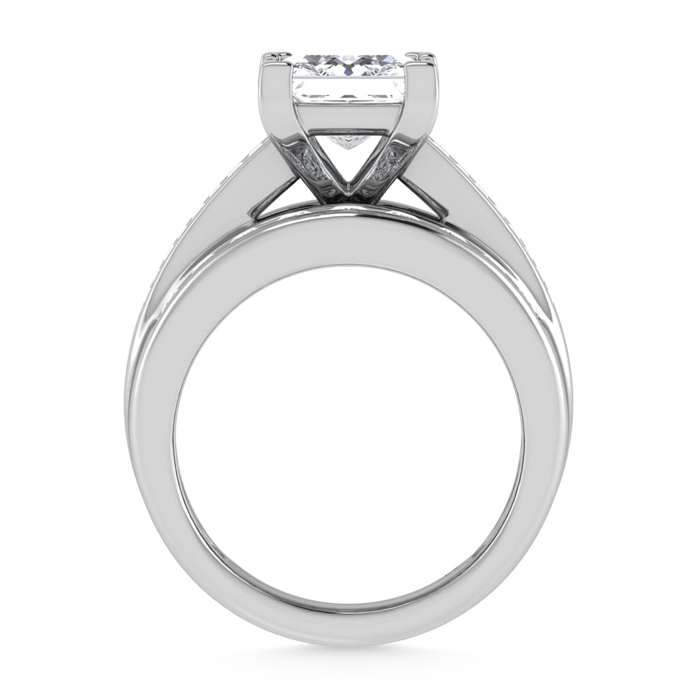 10K White Gold Lab Grown Diamond 3 7/8 Ct.Tw. Princess Shape Engagement Ring (IGI Certified 3CT)