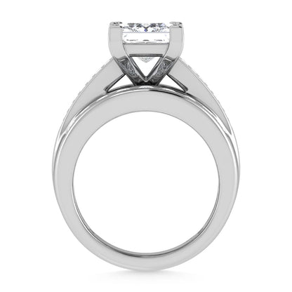 10K White Gold Lab Grown Diamond 3 7/8 Ct.Tw. Princess Shape Engagement Ring (IGI Certified 3CT)