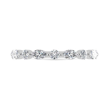 14K White Gold Lab Grown Diamond 1 Ct.Tw. Marquise and Round Stackable Band