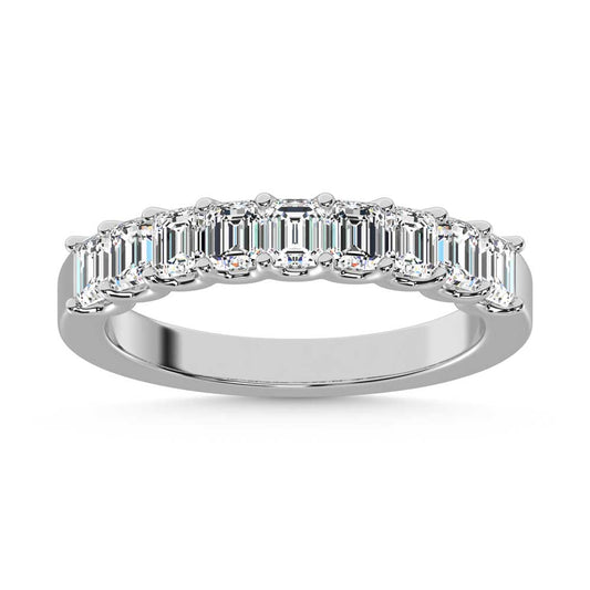 14K White Gold Lab Grown Diamond 1 Ct.Tw. Half Way Emerald Band