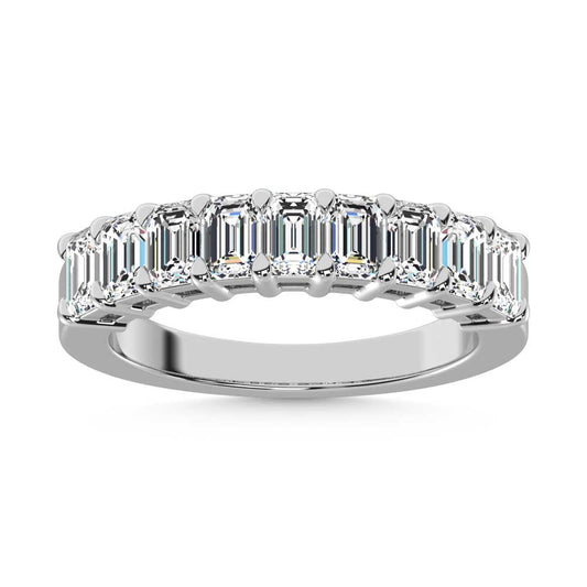 14K White Gold Lab Grown Diamond 2 Ct.Tw. Half Way Emerald Band