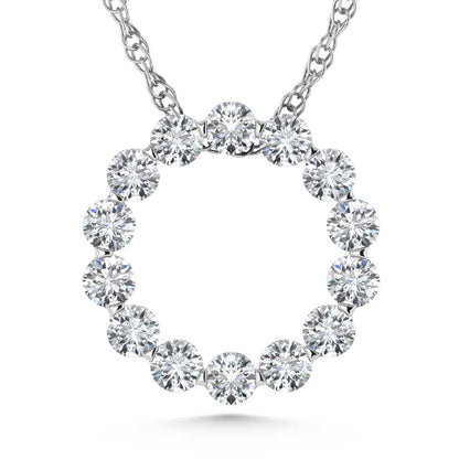 14K White Gold Lab Grown Diamond 1 Ct.Tw. Circle Pendant
