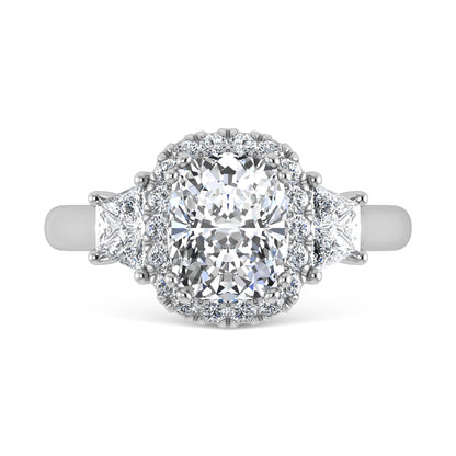 14K White Gold Lab Grown Diamond 3 Ct.Tw. Engagement Ring (Center Cushion)