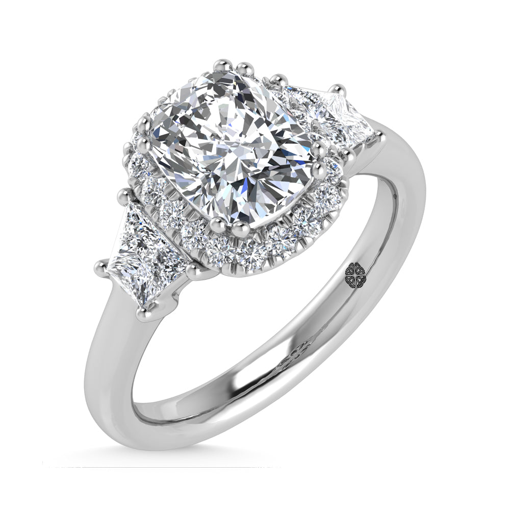 14K White Gold Lab Grown Diamond 3 Ct.Tw. Engagement Ring (Center Cushion)