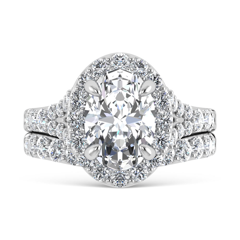 14K White Gold 4 7/8 Ct.Tw. Labgrown Diamond Bridal Ring (Center Oval)