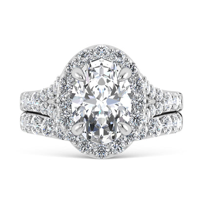 14K White Gold 4 7/8 Ct.Tw. Labgrown Diamond Bridal Ring (Center Oval)