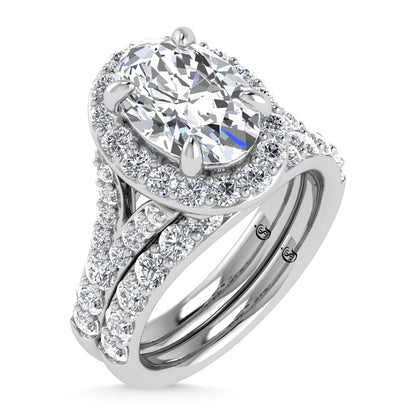 14K White Gold 4 7/8 Ct.Tw. Labgrown Diamond Bridal Ring (Center Oval)