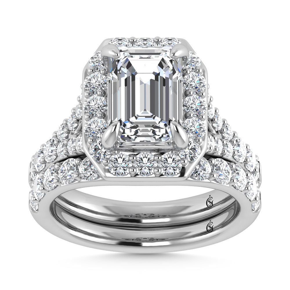 14K White Gold 4 7/8 Ct.Tw. Labgrown Diamond Bridal Ring (Center Radiant)