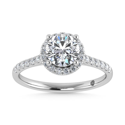 10K White Gold 1 1/4 Ct.Tw. Labgrown Diamond Halo Engagement Ring ( Center 1 CT)