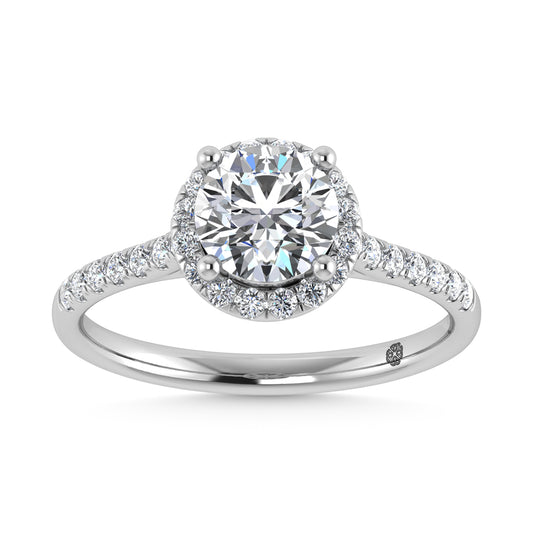 10K White Gold 1 1/4 Ct.Tw. Labgrown Diamond Halo Engagement Ring ( Center 1 CT)
