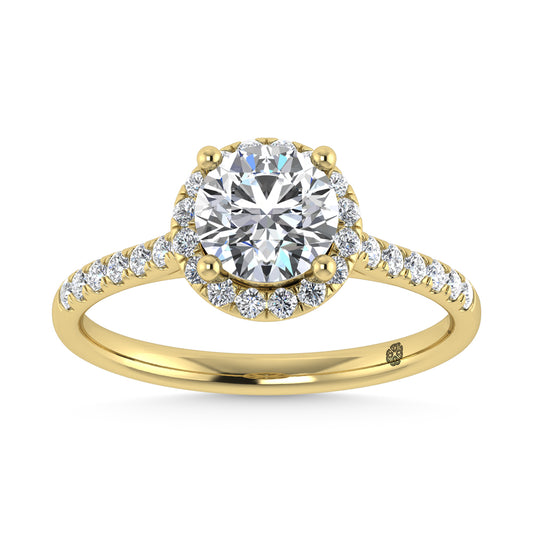 10K Yellow Gold 1 1/4 Ct.Tw. Labgrown Diamond Halo Engagement Ring ( Center 1 CT)