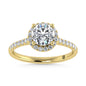 10K Yellow Gold 1 1/4 Ct.Tw. Labgrown Diamond Halo Engagement Ring ( Center 1 CT)