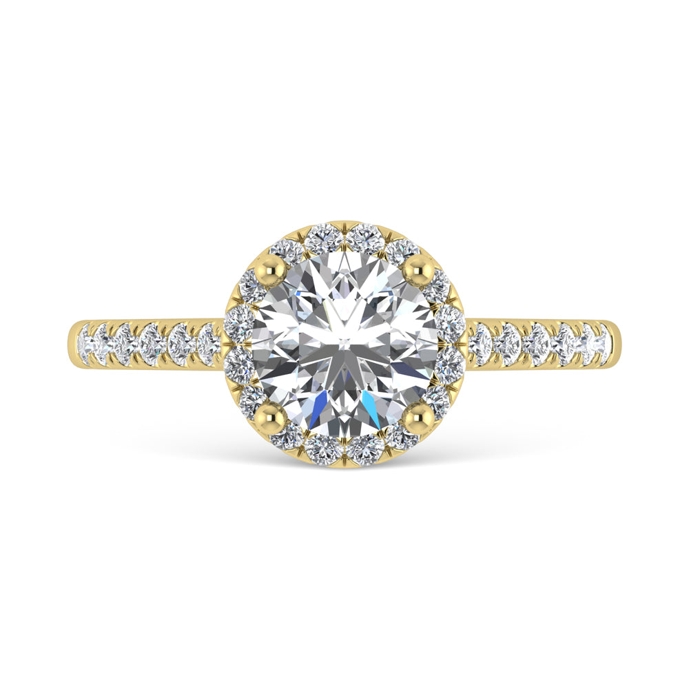 10K Yellow Gold 1 1/4 Ct.Tw. Labgrown Diamond Halo Engagement Ring ( Center 1 CT)