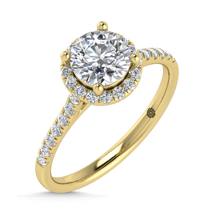 10K Yellow Gold 1 1/4 Ct.Tw. Labgrown Diamond Halo Engagement Ring ( Center 1 CT)