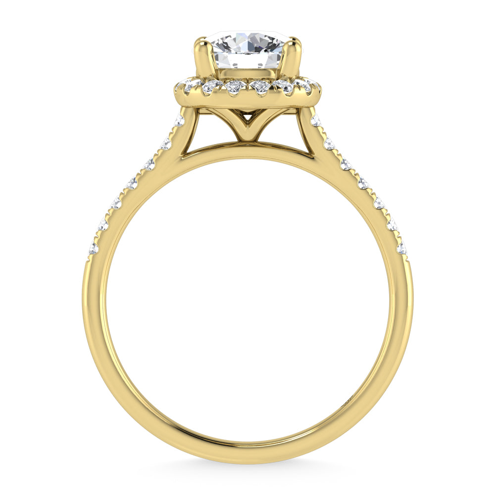 10K Yellow Gold 1 1/4 Ct.Tw. Labgrown Diamond Halo Engagement Ring ( Center 1 CT)
