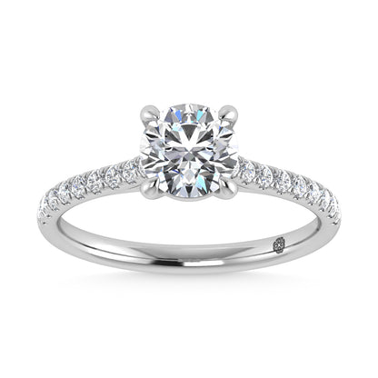 10K White Gold 1 1/4 Ct.Tw. Labgrown Diamond Halo Engagement Ring ( Center 1 CT)