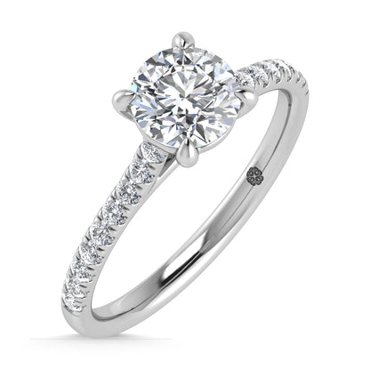 10K White Gold 1 1/4 Ct.Tw. Labgrown Diamond Halo Engagement Ring ( Center 1 CT)