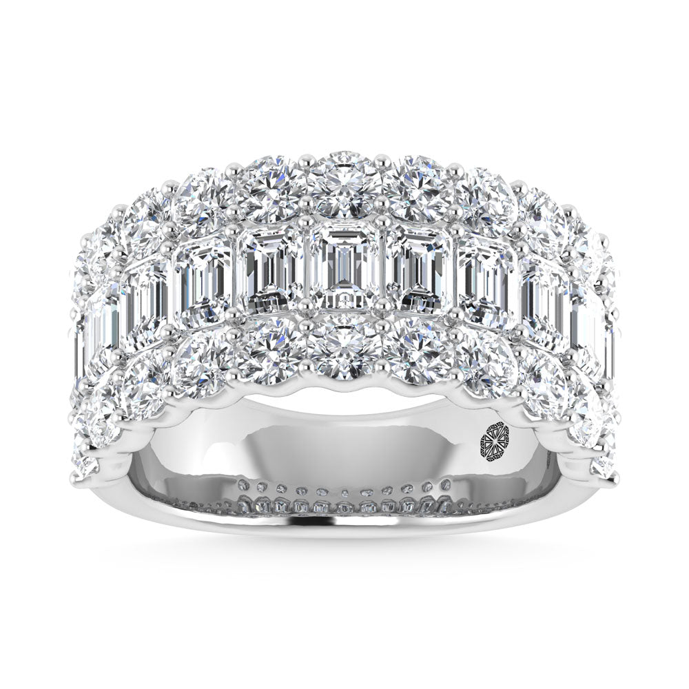 14K White Gold 4 Ct.Tw. Labgrown Diamond Round and Emerald Cut Fashion Band