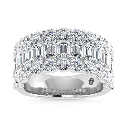 14K White Gold 5 Ct.Tw. Labgrown Diamond Round and Emerald Cut Fashion Band