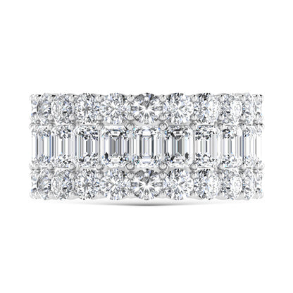 14K White Gold 5 Ct.Tw. Labgrown Diamond Round and Emerald Cut Fashion Band