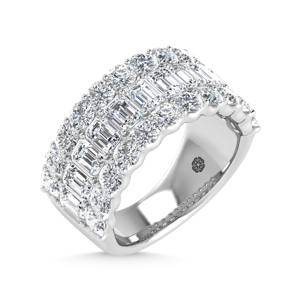 14K White Gold 3 Ct.Tw. Labgrown Diamond Round and Emerald Cut Fashion Band