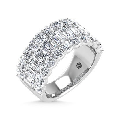 14K White Gold 3 Ct.Tw. Labgrown Diamond Round and Emerald Cut Fashion Band