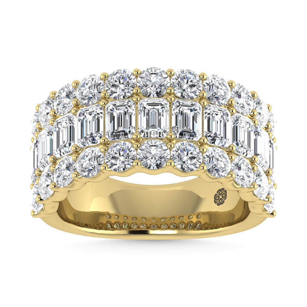 14K Yellow Gold 3 Ct.Tw. Labgrown Diamond Round and Emerald Cut Fashion Band