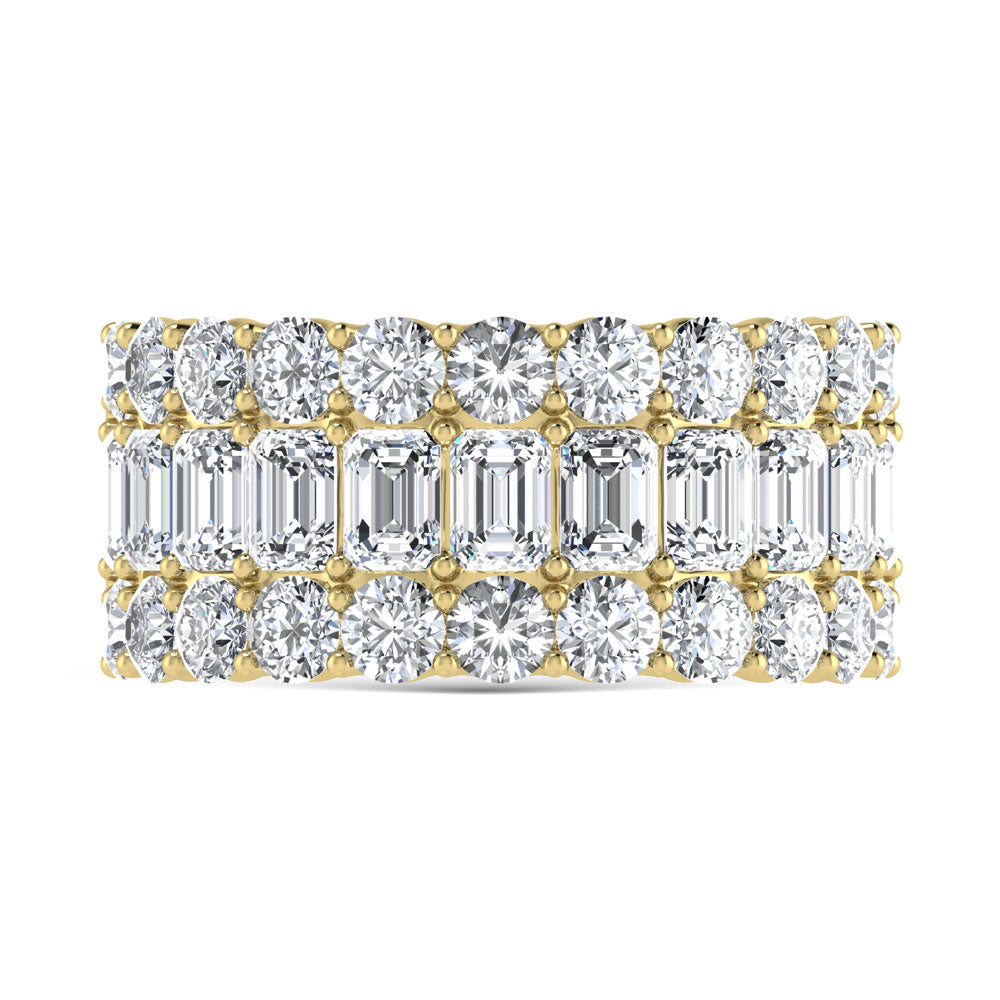 14K Yellow Gold 3 Ct.Tw. Labgrown Diamond Round and Emerald Cut Fashion Band