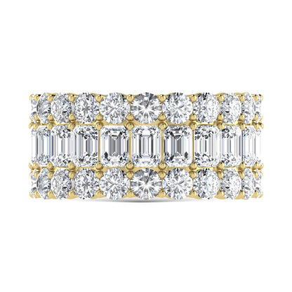 14K Yellow Gold 3 Ct.Tw. Labgrown Diamond Round and Emerald Cut Fashion Band