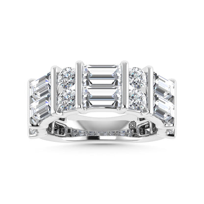 14K White Gold 2 Ct.Tw. Labgrown Diamond Round and Baguette Cut Fashion Band