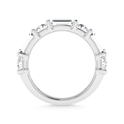 14K White Gold 2 Ct.Tw. Labgrown Diamond Round and Baguette Cut Fashion Band