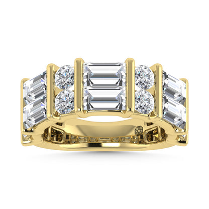 14K Yellow Gold 2 Ct.Tw. Labgrown Diamond Round and Baguette Cut Fashion Band