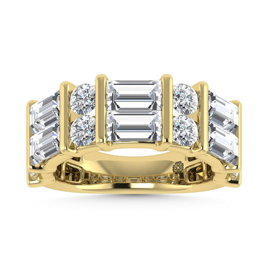 14K Yellow Gold 2 Ct.Tw. Labgrown Diamond Round and Baguette Cut Fashion Band