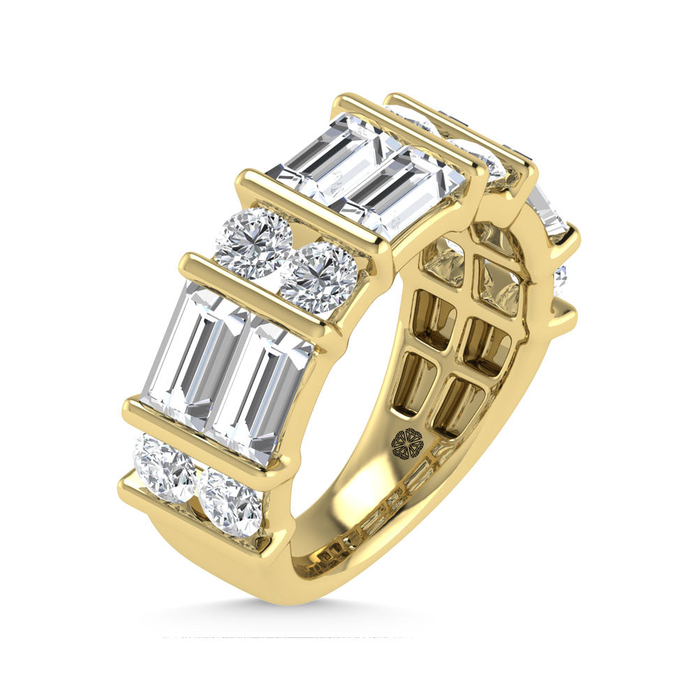14K Yellow Gold 2 Ct.Tw. Labgrown Diamond Round and Baguette Cut Fashion Band