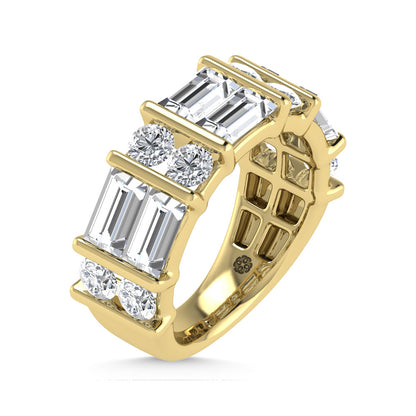 14K Yellow Gold 2 Ct.Tw. Labgrown Diamond Round and Baguette Cut Fashion Band