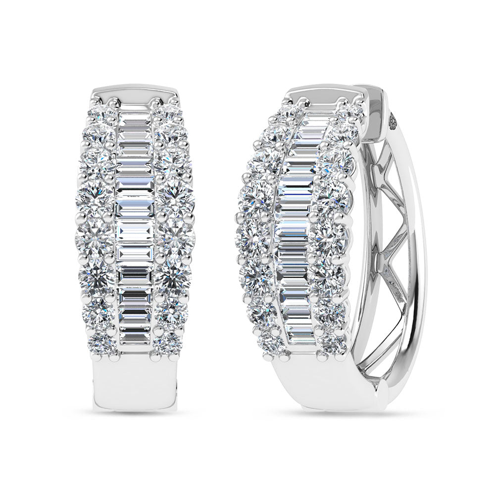 14K White Gold Lab Grown Diamond 4 Ct.Tw. Round and Baguette Fashion Ring