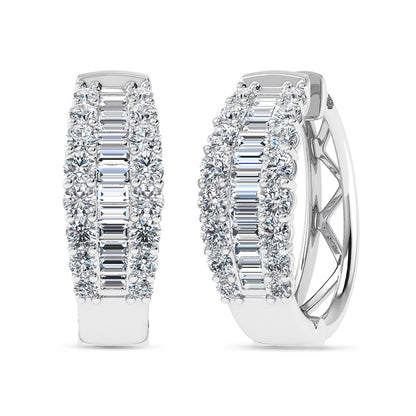 14K White Gold Lab Grown Diamond 4 Ct.Tw. Round and Baguette Fashion Ring