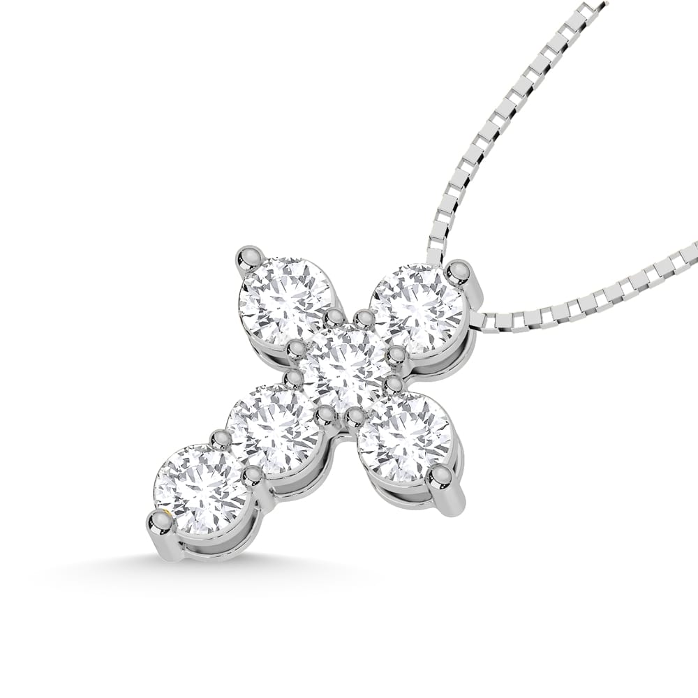 10K White Gold 1/2 Ct.Tw. Labgrown Diamond Cross Pendant