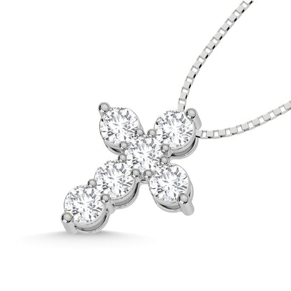 10K White Gold 1/2 Ct.Tw. Labgrown Diamond Cross Pendant