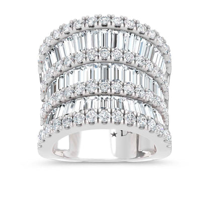 14K White Gold Lab Grown Diamond Round and Tapper 5 Ct.Tw. Fashion Ring